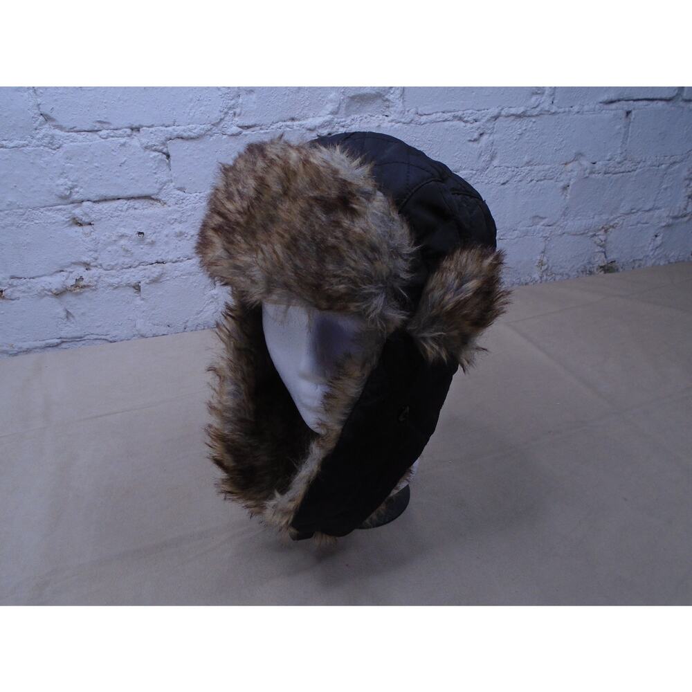 Trapper Hat Black SA Co Brown Faux Fur Outdoors Hunting Winter Ear Flaps